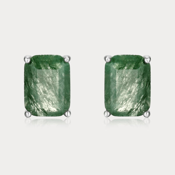 Thaya S925 Silver Moss Agate Stud Earrings