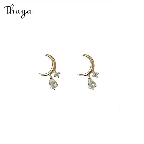 Thaya 925 Silver Little Crescent Moon Earrings