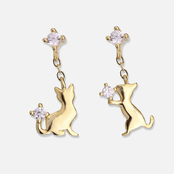 Thaya 925 Silver Kitty Cuteness Earrings