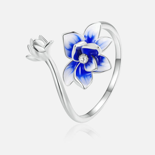 Thaya 925 Silver Gradual Oil Dripping Lotus  Ring