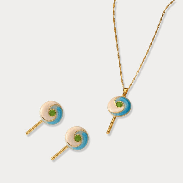 Thaya Lollipop Oil Drop Earrings & Necklace