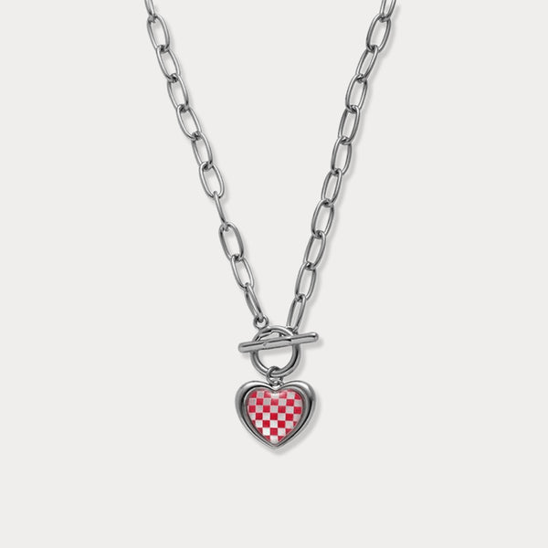 Thaya Red Checkerboard Love Pendant Necklace