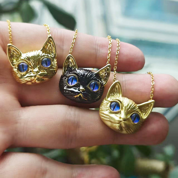 Thaya Gold&Silver&Black Lux Cat Necklace Pendant