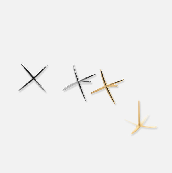 Thaya 925 Silver Glossy Line X-Shaped Cross Earrings