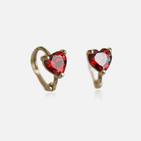 Thaya 925 Silver Garnet Red Heart Earrings