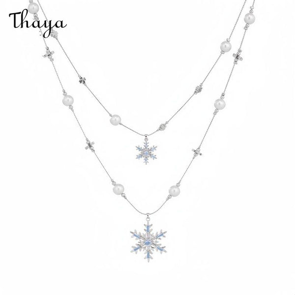 Thaya 925 Silver Snowflake Double-layer Broken Pearl Necklace