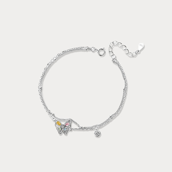 Thaya 925 Silver Fancy Diamond Butterfly Double Bracelet