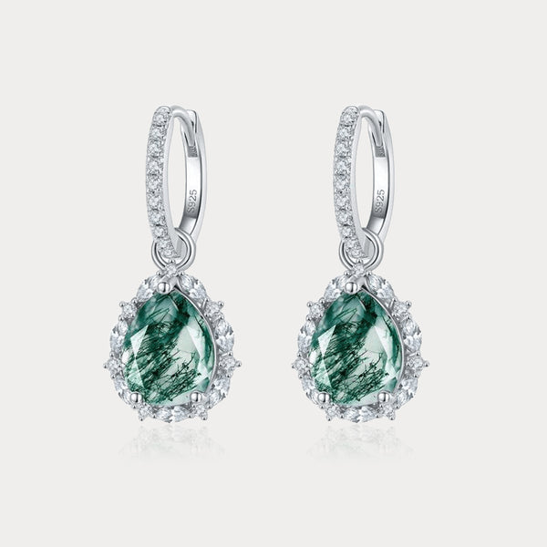 Thaya S925 Silver Moss Stone Drop Earrings