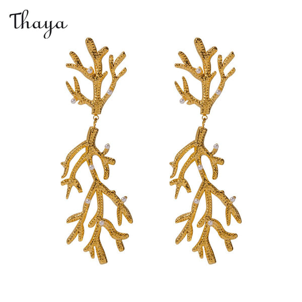 Thaya 18K Gold Plated Coral Sands Pearl Earrings