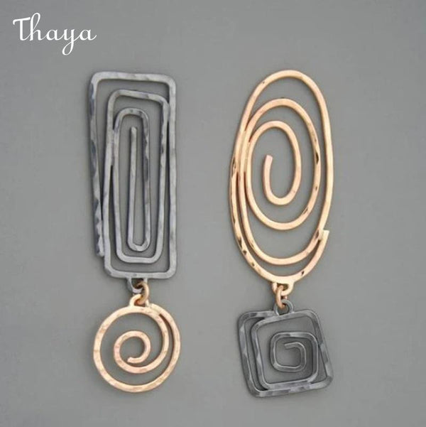 Thaya Abstract Spiral Dangle Earrings Set