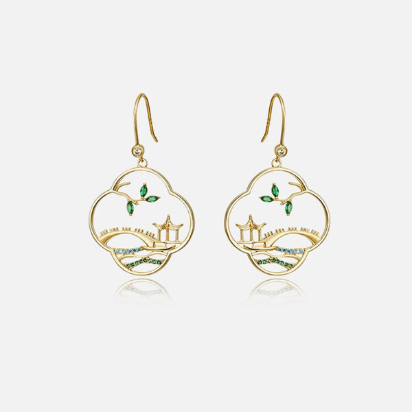 Thaya Gold Pavilion Bridge Earrings