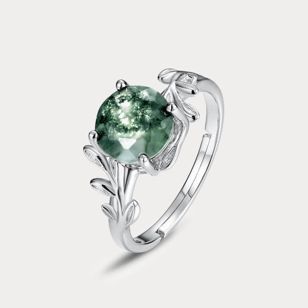 Thaya S925 Silver Green Moss Stone Ring