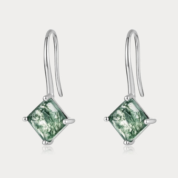 Thaya S925 Silver Green Moss Stone Earrings