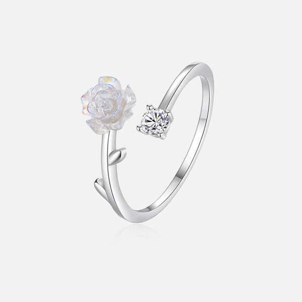 Thaya 925 Silver Camellia Open Ring