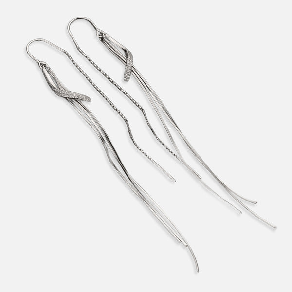 Thaya 925 Silver Wavy Diamond Earrings