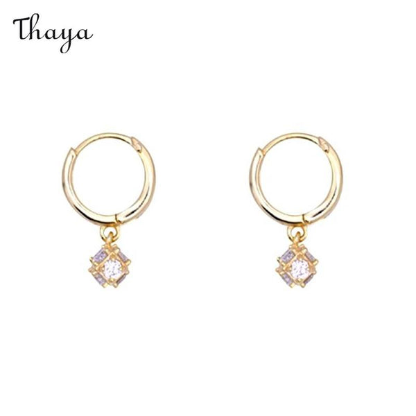 Thaya 925 Silver Glitter Ball S925 versilberter 14K GoldohrringVergoldete Ohrringe