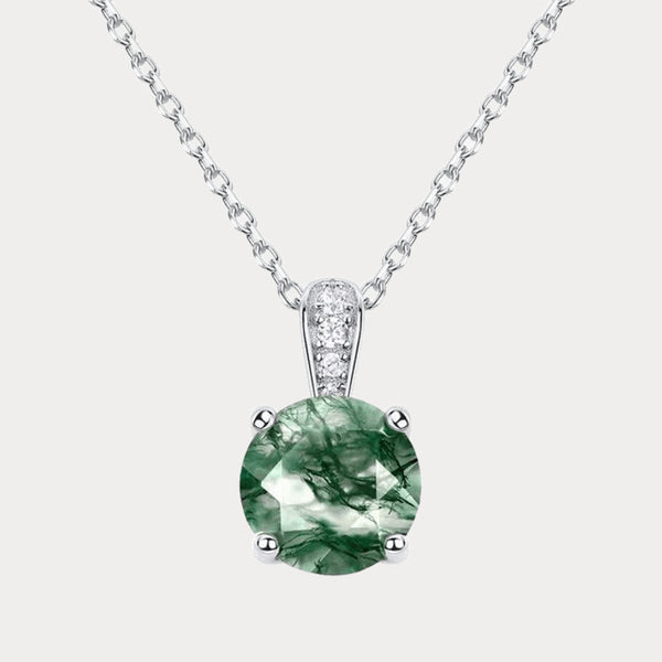 Thaya S925 Silver Green Moss Stone Necklace