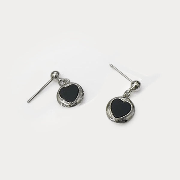 Thaya Fashion Black Agate Heart Earrings