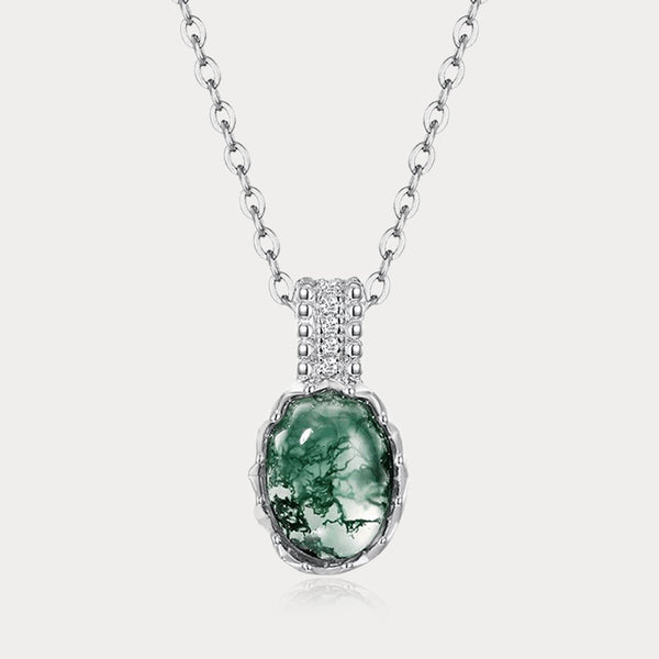 Thaya S925 Silver Green Moss Stone Necklace