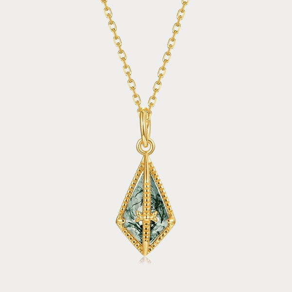 Thaya S925 Silver Moss Stone Pendant Necklace