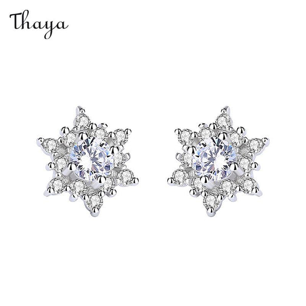 Boucles d'oreilles Thaya en forme d'étoile à six branches et flocons de neige de Noël
