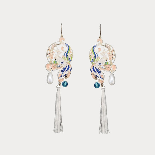 Thaya Nine-Tailed Fox Tassel Earrings