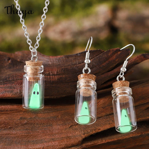 Thaya Halloween Luminous Ghost Mini Small Pendant Earrings Necklace