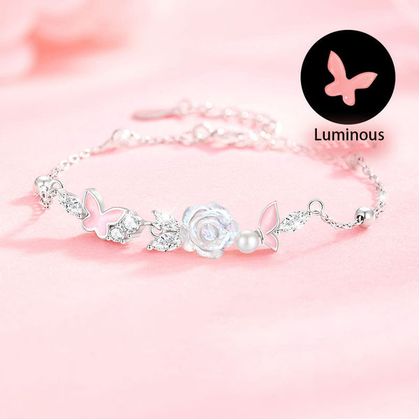 Thaya S925 Silver Butterfly & Rose Bracelet