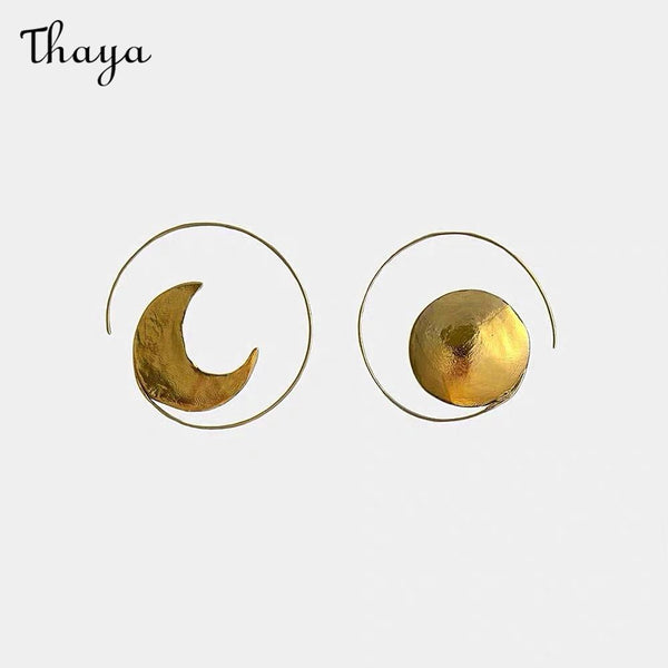 Thaya Sun and Moon Spiral Earrings
