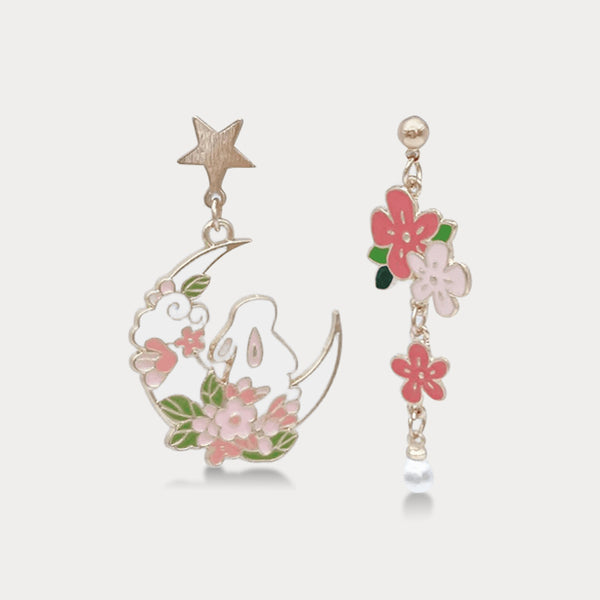 Thaya Asymmetric Cherry Blossom Earrings