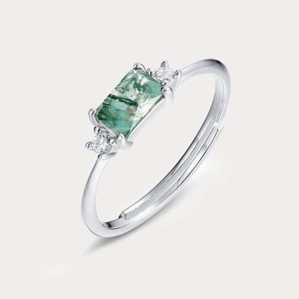 Thaya S925 Silver Green Moss Stone Ring