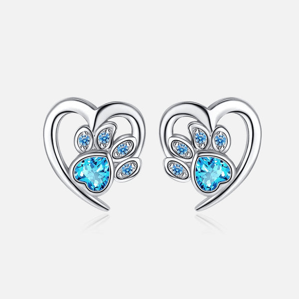 Boucles d'oreilles cœur empreinte de patte Thaya