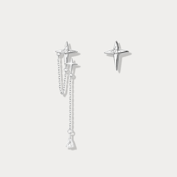 Thaya 925 Silver Four-pointed Star Irregular Earrings