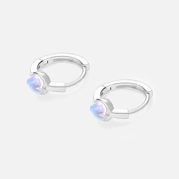 Boucles d'oreilles coeur pierre de lune en argent 925 Thaya