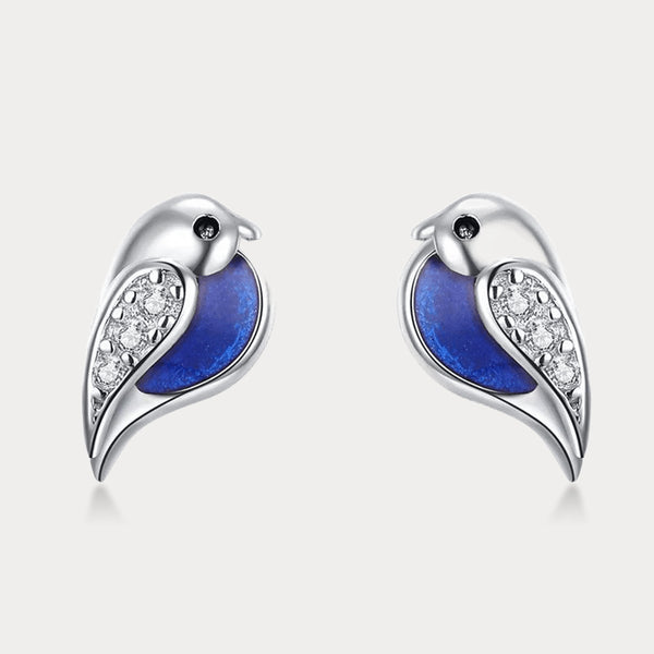 Thaya 925 Silver Rose Bird Stud Earrings