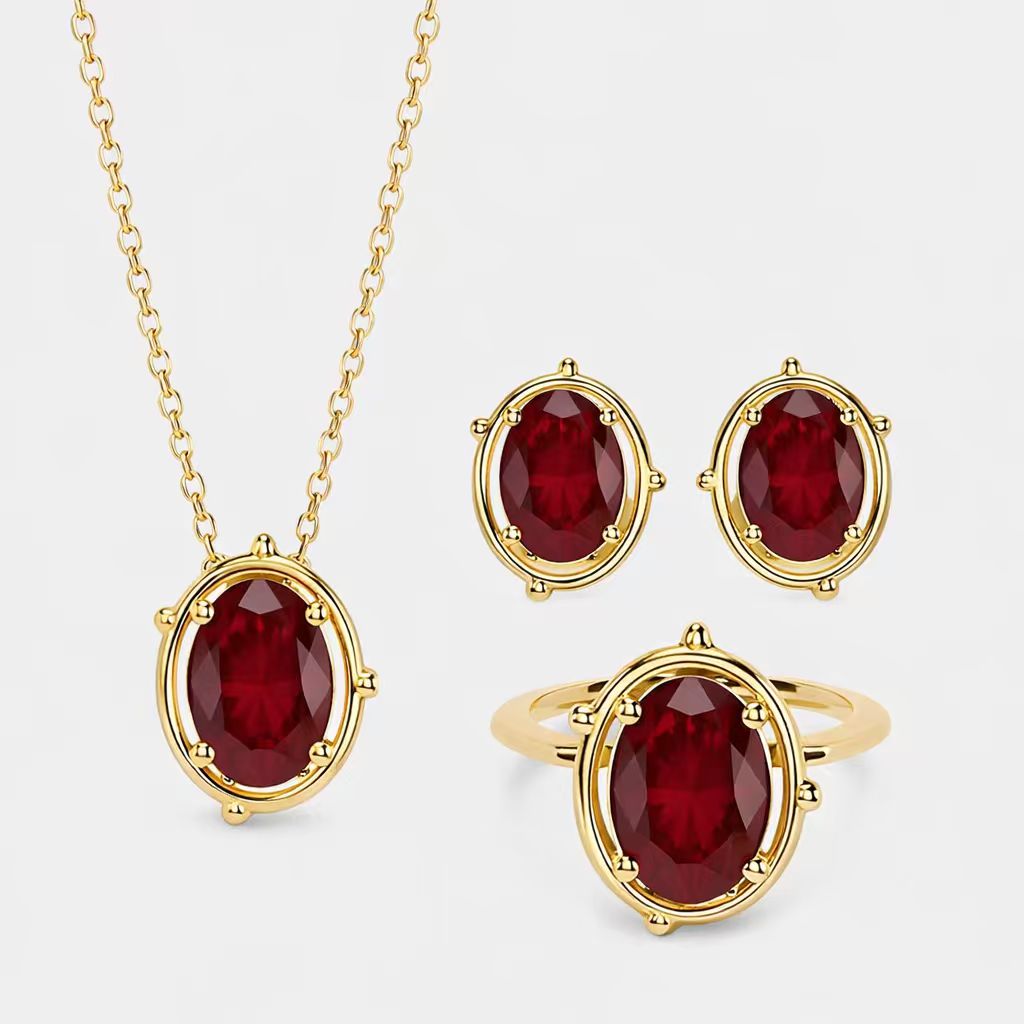 Thaya Flora Series Lab-Grown Ruby Jewelry Set