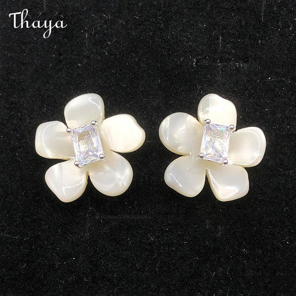 Thaya Flower Earrings with Zircon Stone