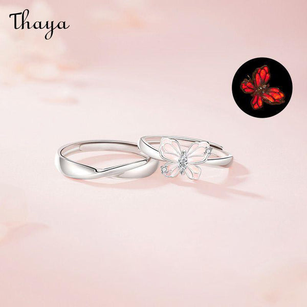 Thaya S925 Silver Butterfly Couple Rings