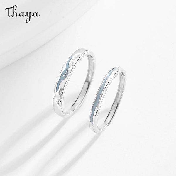 Thaya S925 Silver Luminous Galactic Light-year Couple Rings