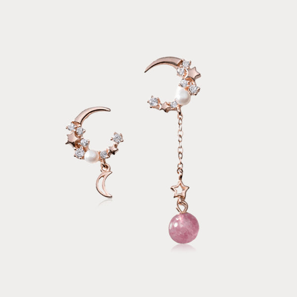 Thaya 925 Silver Cosmic Crescent Earrings