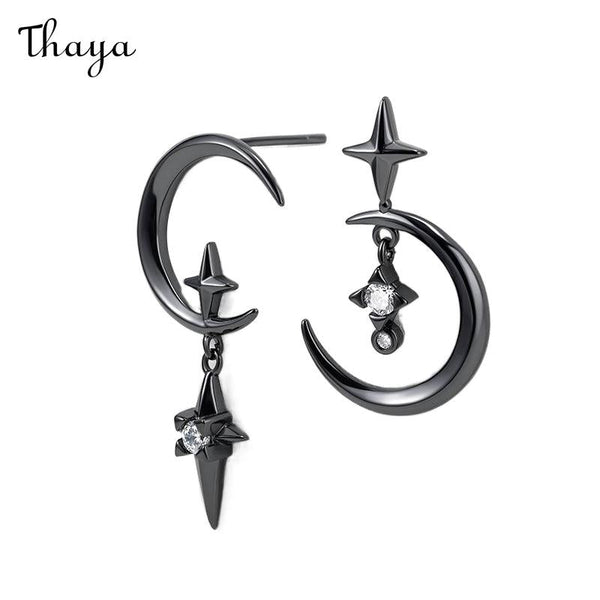 haya Original Design Moon Crystal Stud Earrings Shine with Elegance