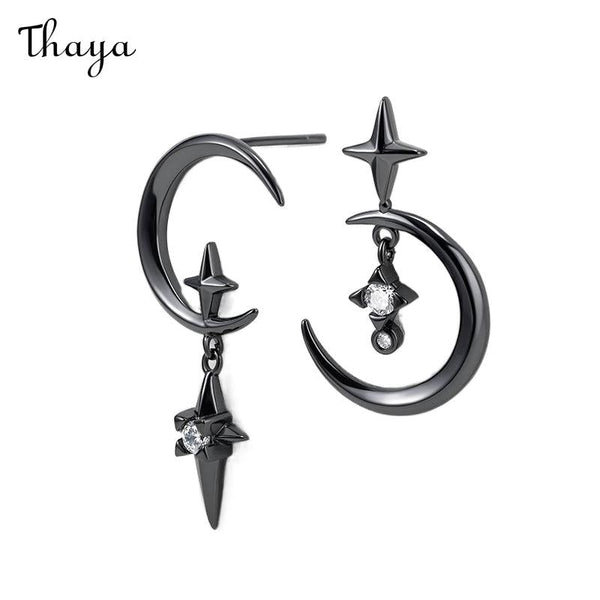 Thaya Original Design Moon Crystal Stud Earrings Shine with Elegance