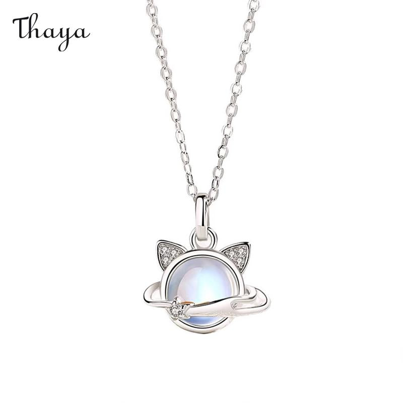 Thaya 925 Silber Planet Cat Halskette