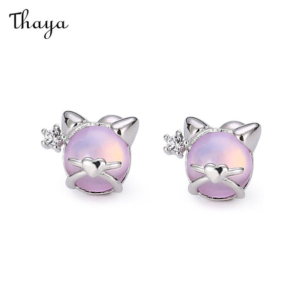 Thaya 925 Silver Lovely Cat Earrings