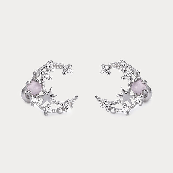 Thaya Stylish Silver Sweet Star Moon Earrings