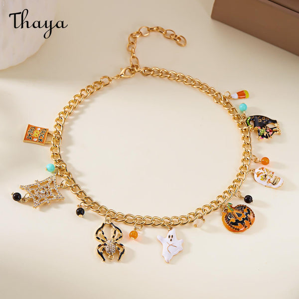 Thaya Halloween Charm Necklace and Bracelet Set