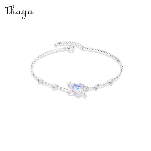 Thaya S925 Silver Heart Planet Bracelet&Necklace