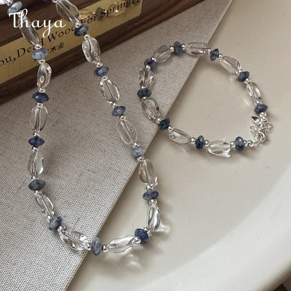 Thaya S925 Silver Crystal Contrast Color Chain Set