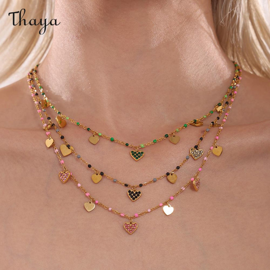 Thaya Heart Charm Layered Necklace