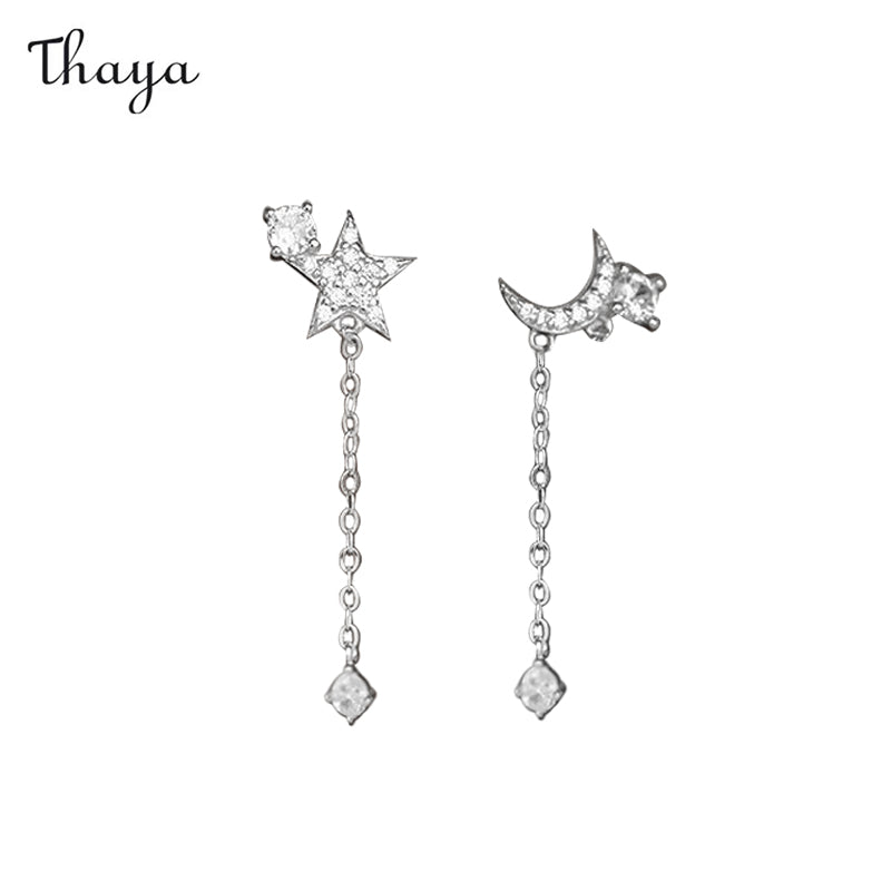 Boucles d'oreilles pendantes asymétriques Thaya Étoile Lune